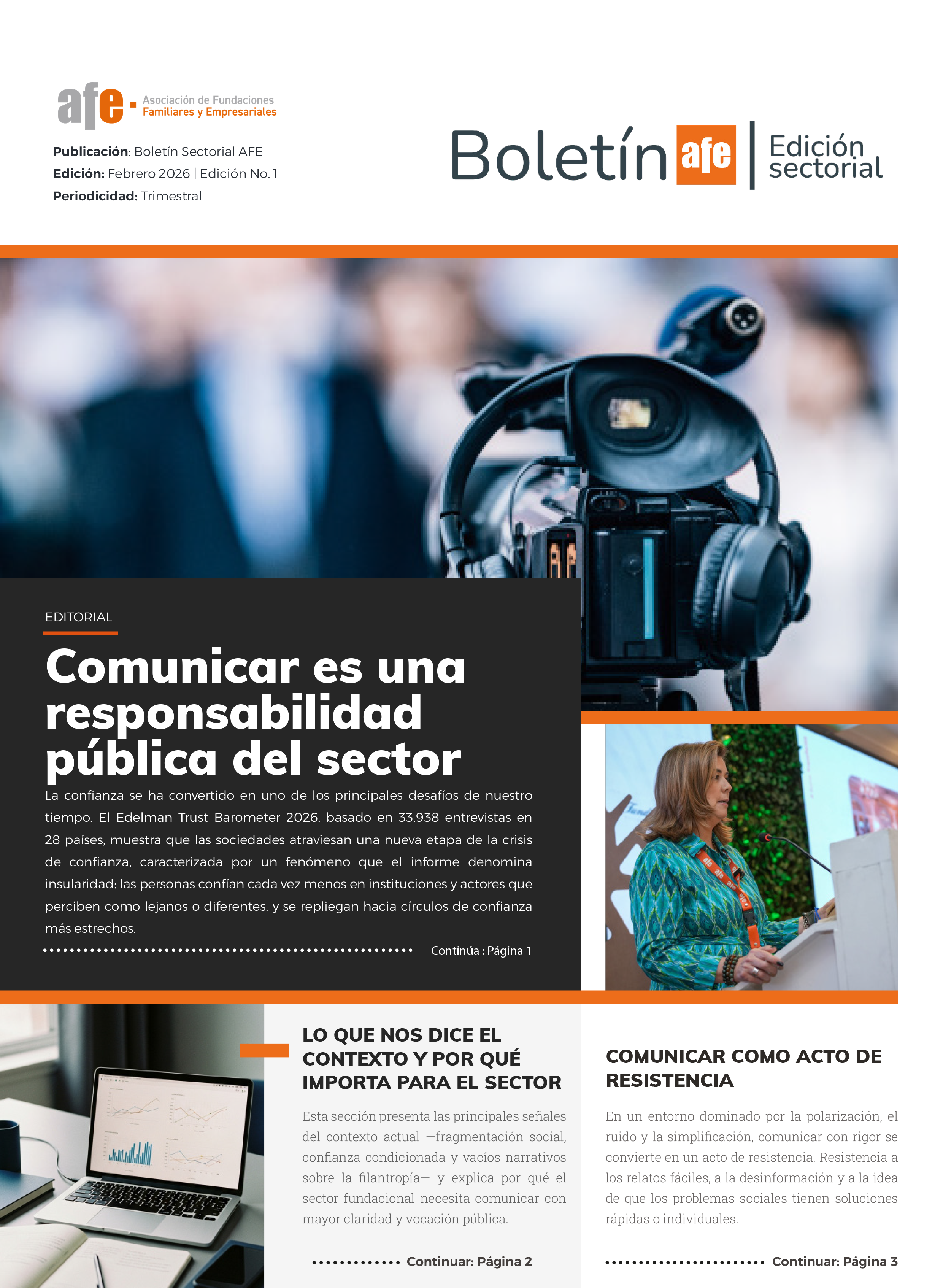 Portada del Bolet&iacute;n Sectorial AFE Edici&oacute;n 01: Comunicaciones