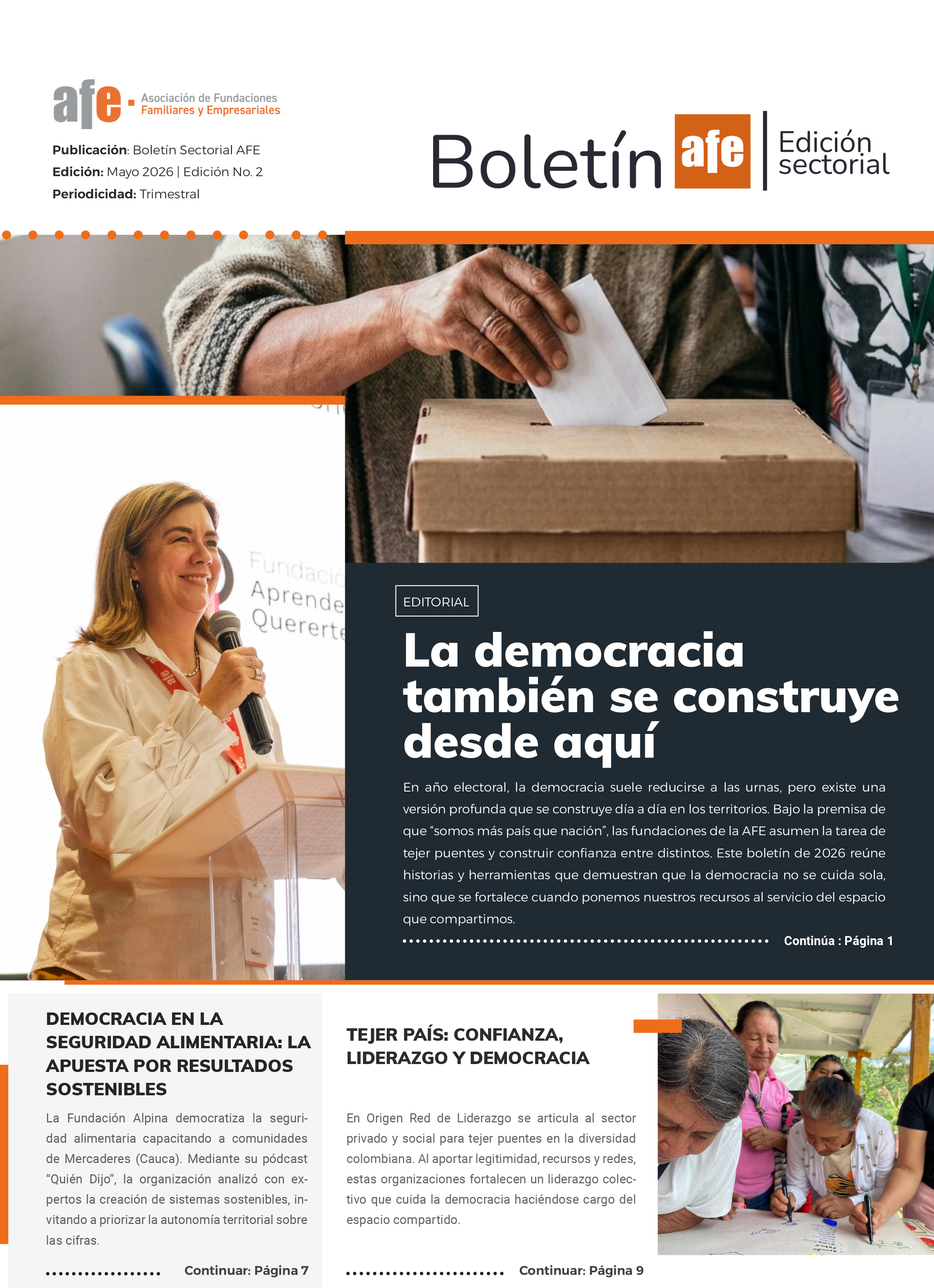 Portada del Bolet&iacute;n Sectorial AFE Edici&oacute;n 02: Democracia